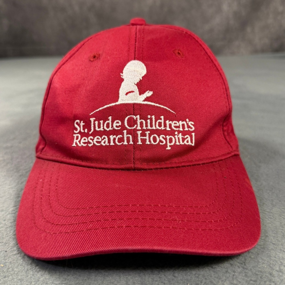 St‎ Jude Childrens Research Hospital Hat Red Adjustable Baseball Cap Embroidered